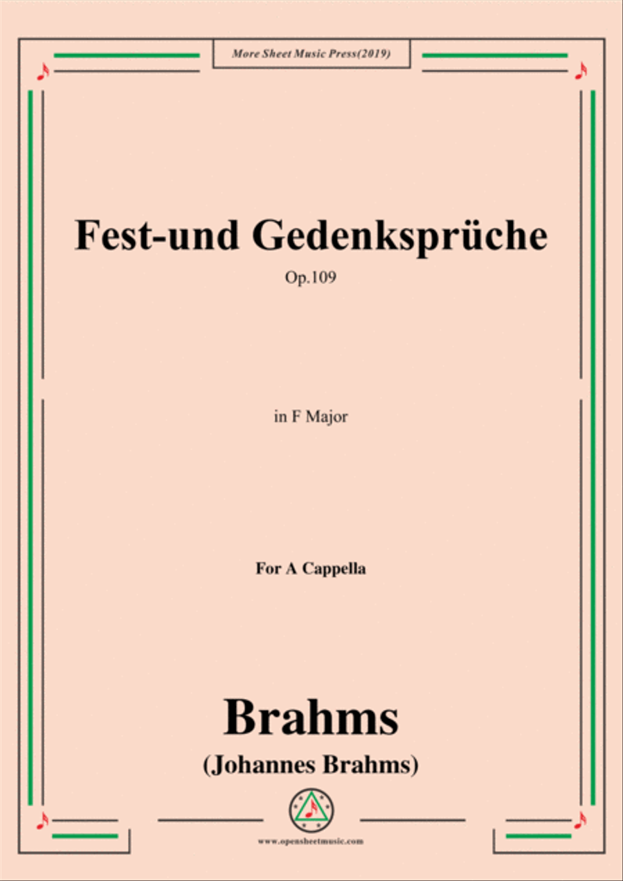 Brahms-Fest-und Gedenksprüche,Op.109,for A Cappella 4-Part scores gallery preview page 1