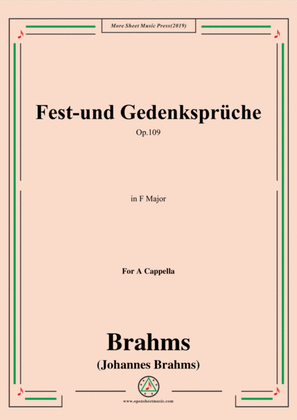 Book cover for Brahms-Fest-und Gedenksprüche,Op.109,for A Cappella