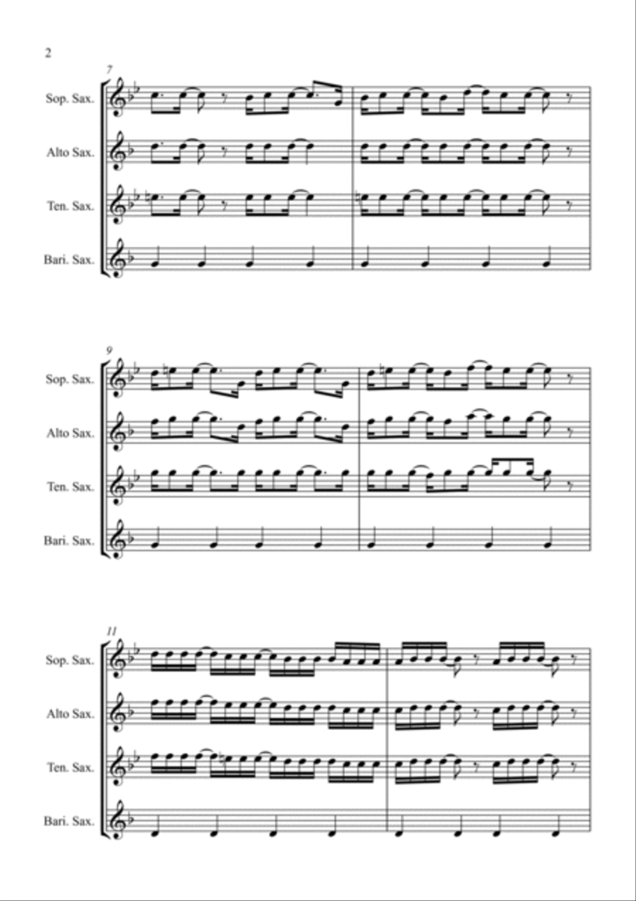 Stayin' Alive Saxophone Quartet scores gallery preview page 2
