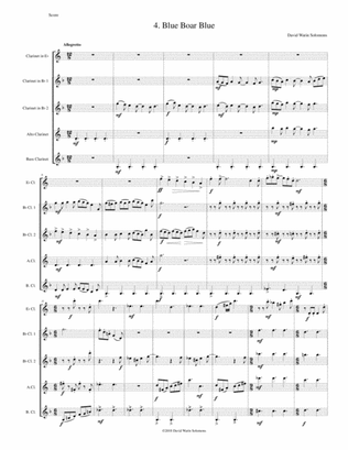 Blue Boar Blue for clarinet quintet ( E flat, 2 B flats, alto and bass)