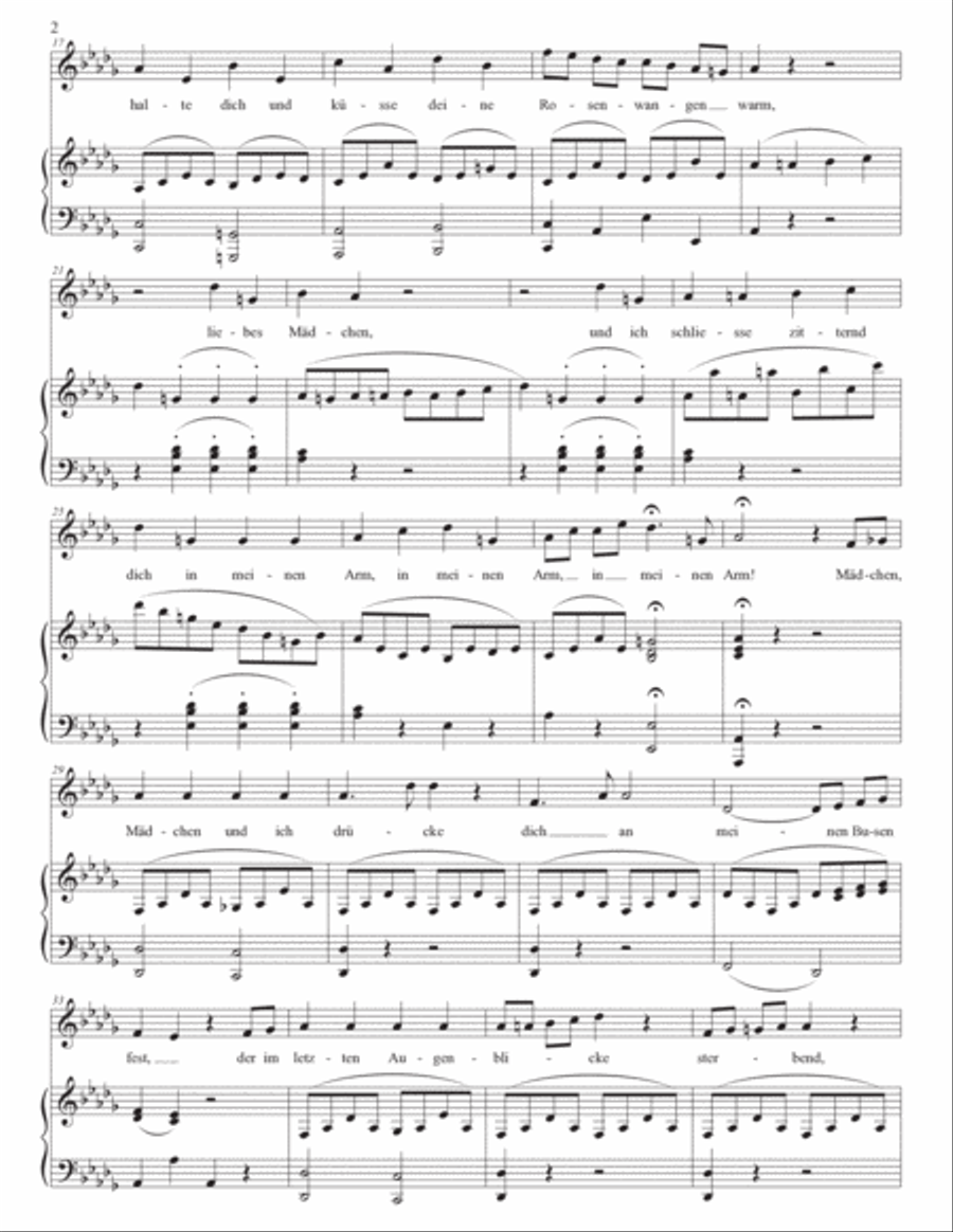 MOZART: An Chloe, K. 524 (transposed to D-flat major) Voice scores gallery preview page 3