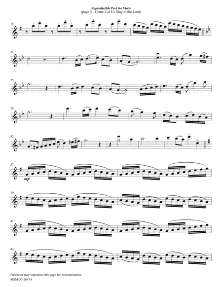 Come, Let Us Sing to the Lord (Downloadable Violin Part)