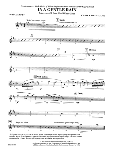 In a Gentle Rain (Movement II from the Willson Suite): 1st B-flat Clarinet