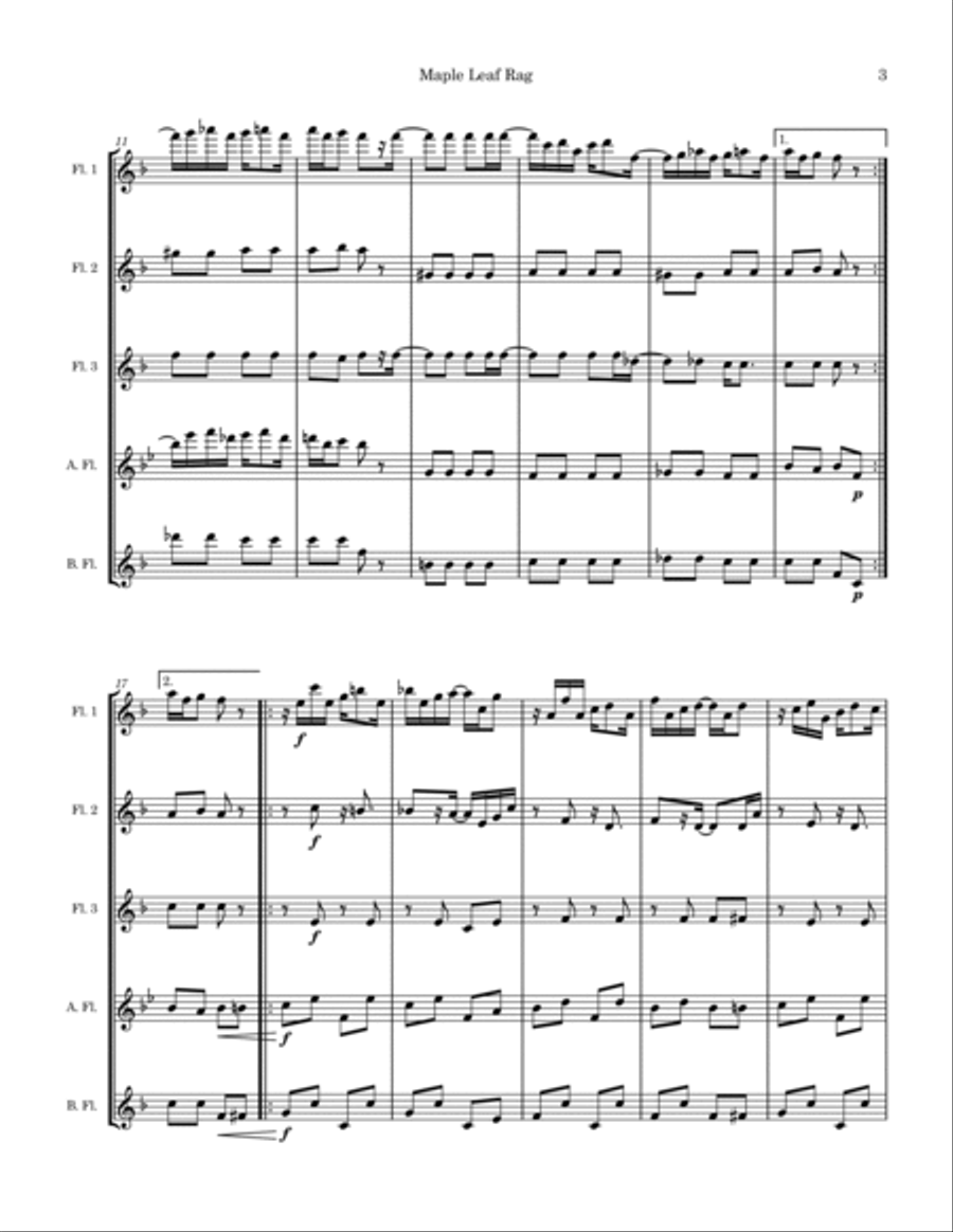 Maple Leaf Rag for Flute Choir Flute Choir scores gallery preview page 3