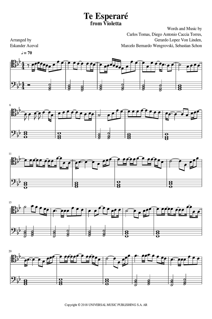 Y Te Esperare Easy Piano scores gallery preview page 1