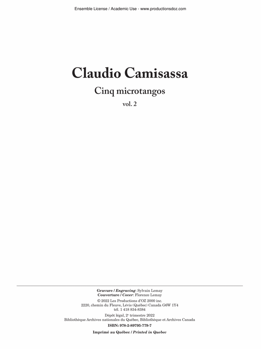 Cinq microtangos, vol. 2 Flute scores gallery preview page 1