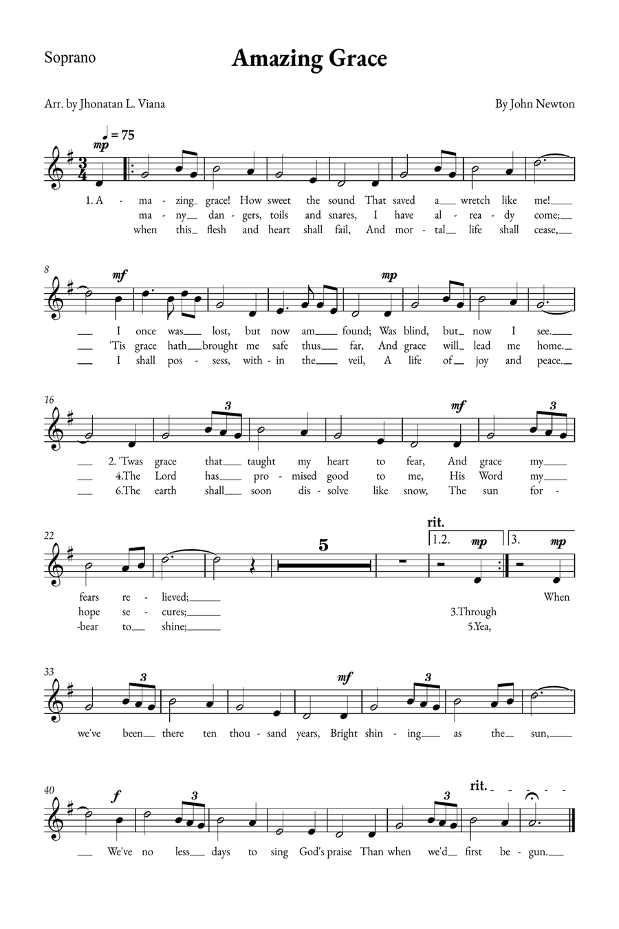 Amazing Grace 4-Part scores gallery preview page 5