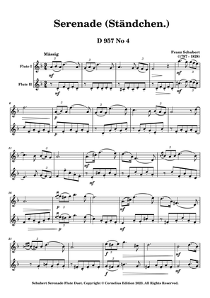 Book cover for Schubert Serenade (Ständchen) No 4 from Schwanengesang (Swan Song) D957 Woodwind Duet 2 flutes.
