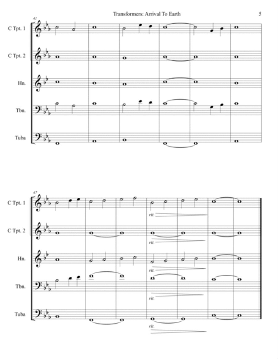 Transformers: Arrival To Earth Brass Ensemble scores gallery preview page 6