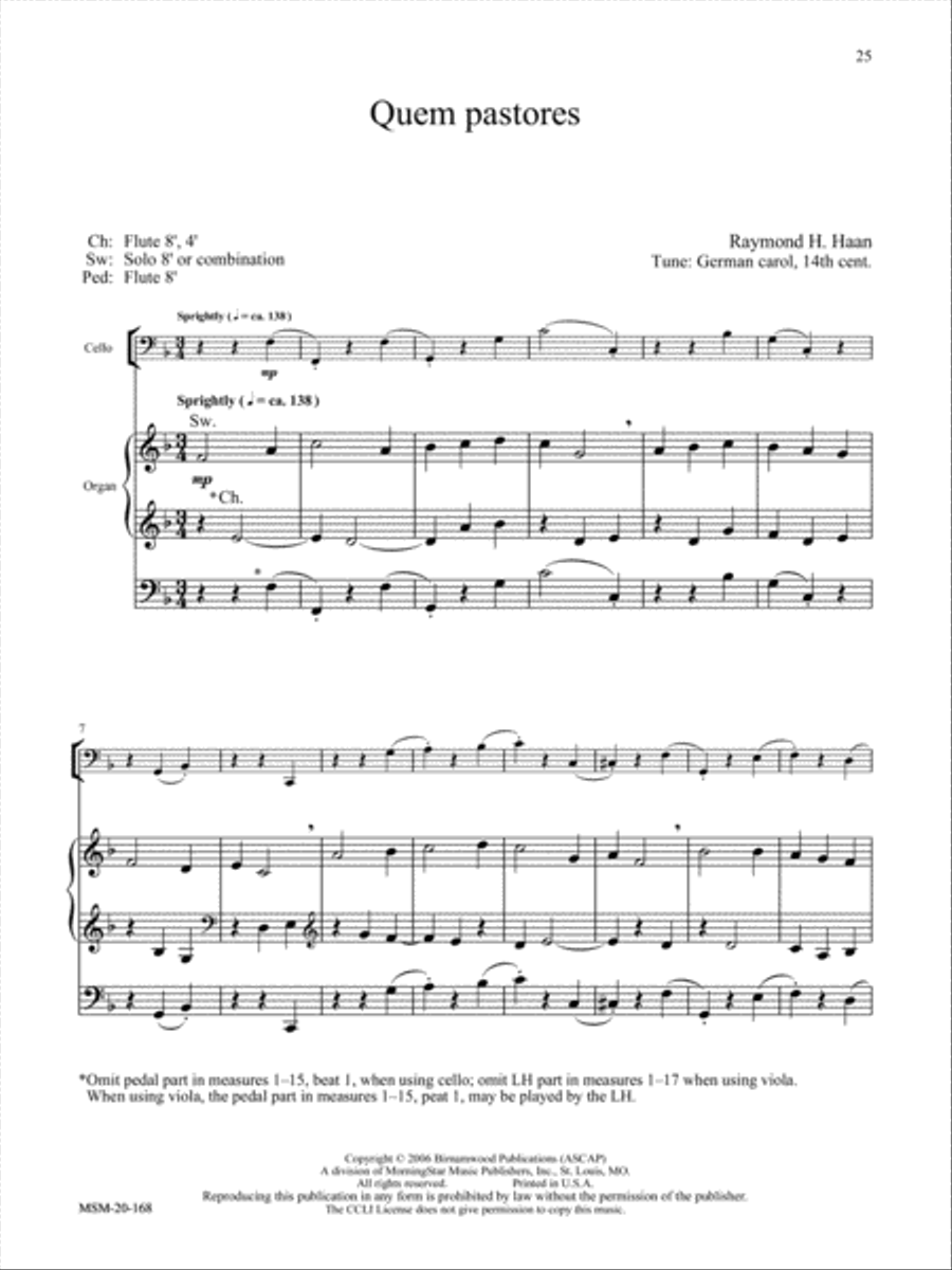 O Come, Emmanuel: Six Advent and Christmas Hymns for Cello or Viola and Organ Cello scores gallery preview page 9