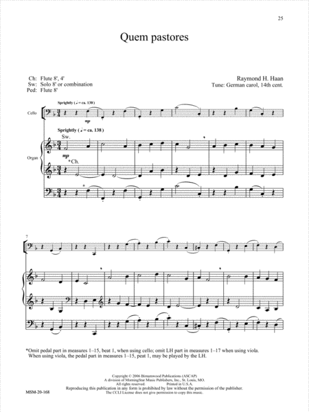 O Come, Emmanuel: Six Advent and Christmas Hymns for Cello or Viola and Organ image number null
