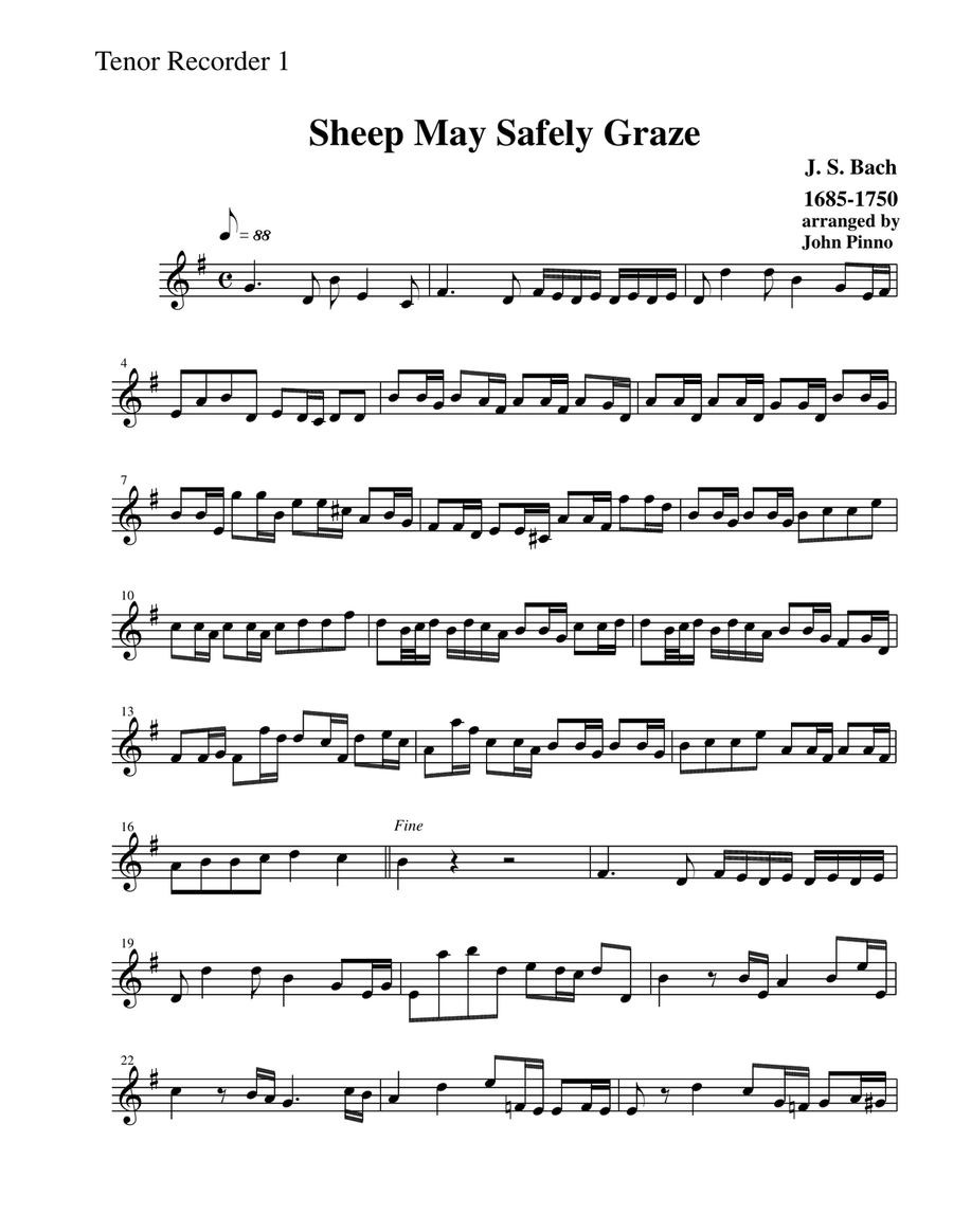 Sheep May Safely Graze (recorder ensemble) Small Ensemble scores gallery preview page 6