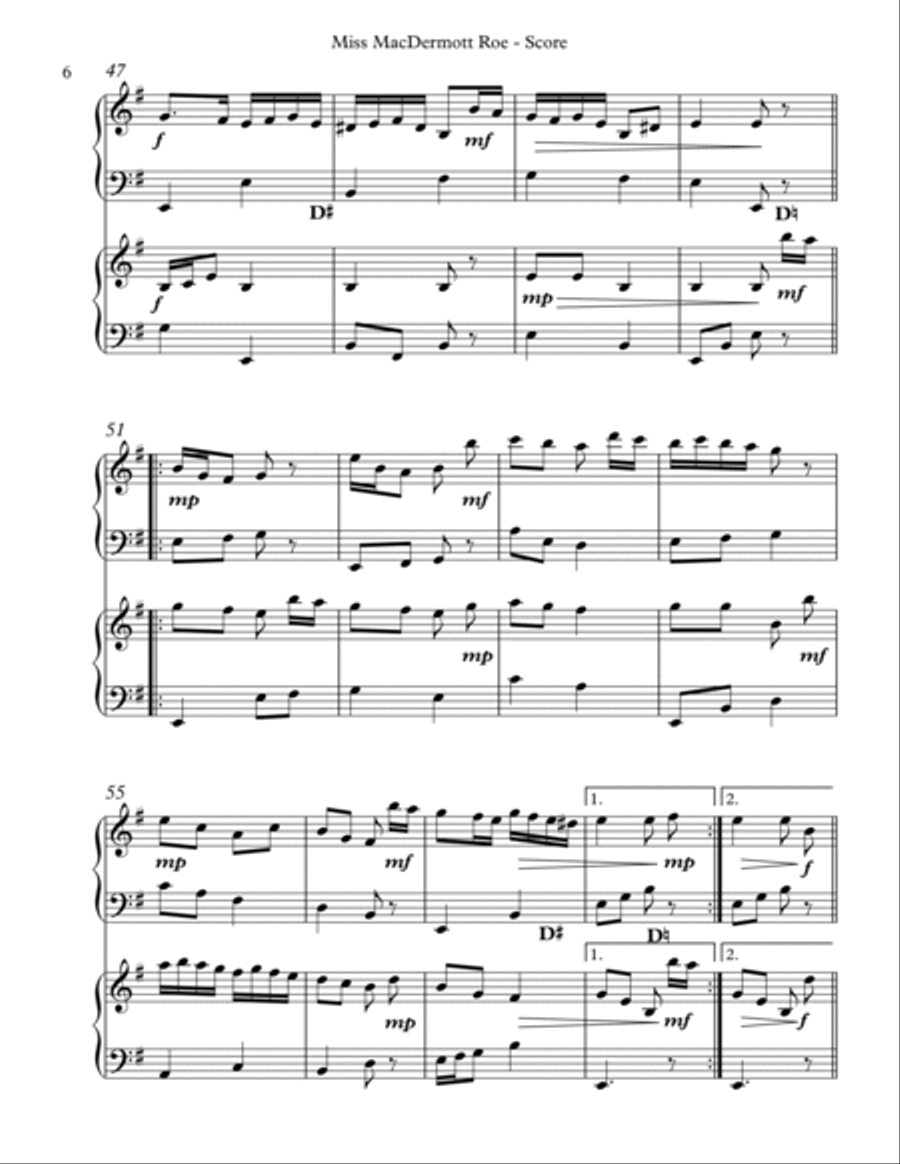 Miss MacDermott Roe, Princess Royal, Harp Duet Celtic Harp scores gallery preview page 6