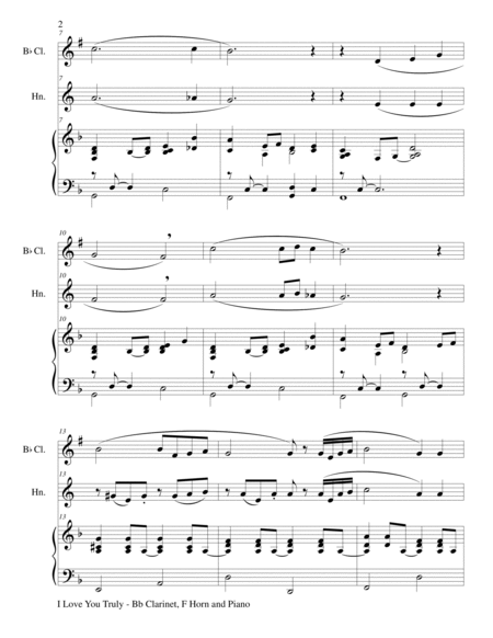 I LOVE YOU TRULY (Trio – Bb Clarinet, Horn, and Piano with Score and Parts) image number null