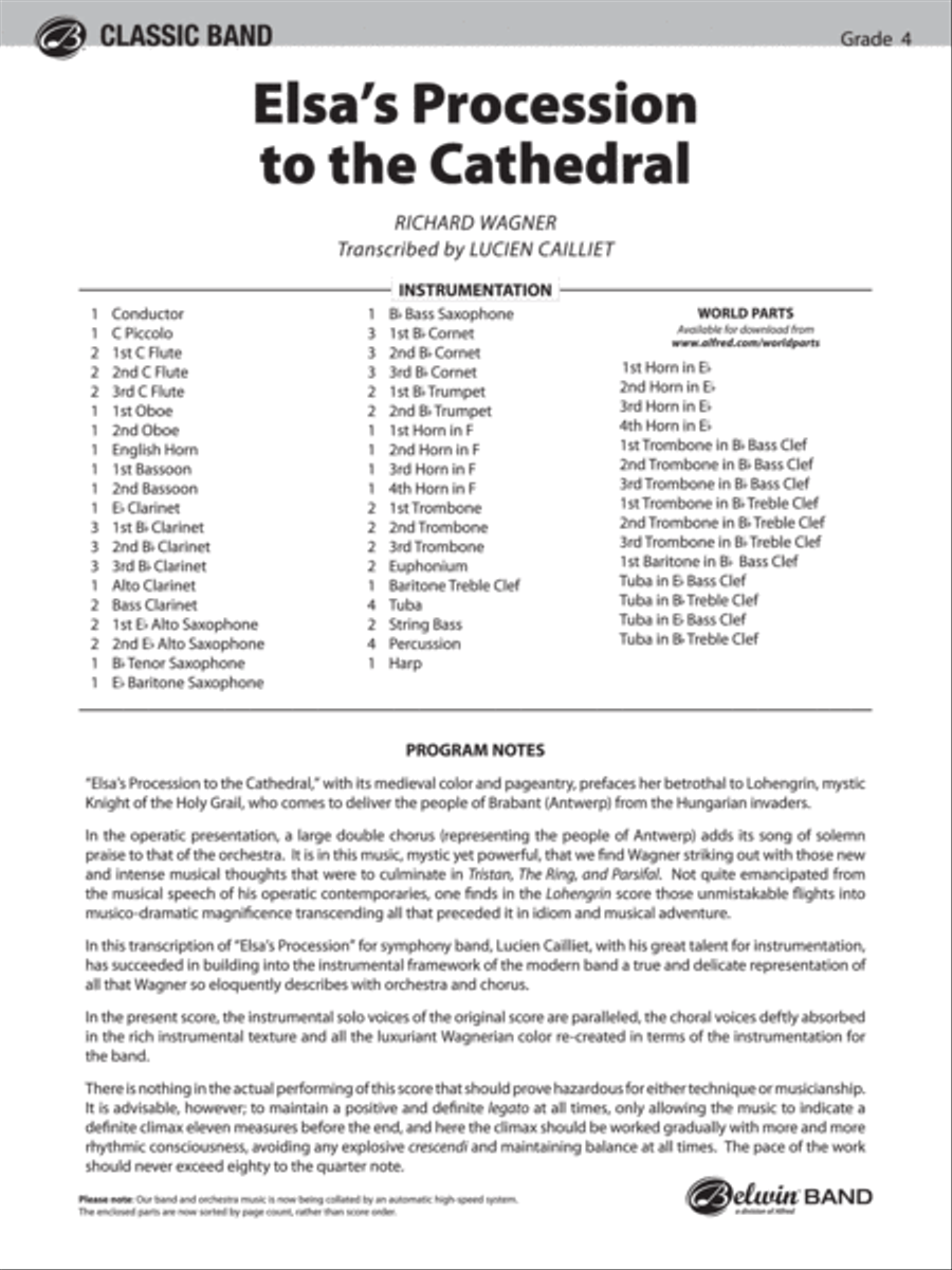 Elsa's Procession to the Cathedral: Score Concert Band scores gallery preview page 1