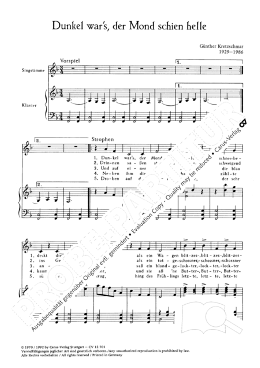 Dunkel war's, der Mond schien helle. 10 Lieder und Chansons Choir scores gallery preview page 4