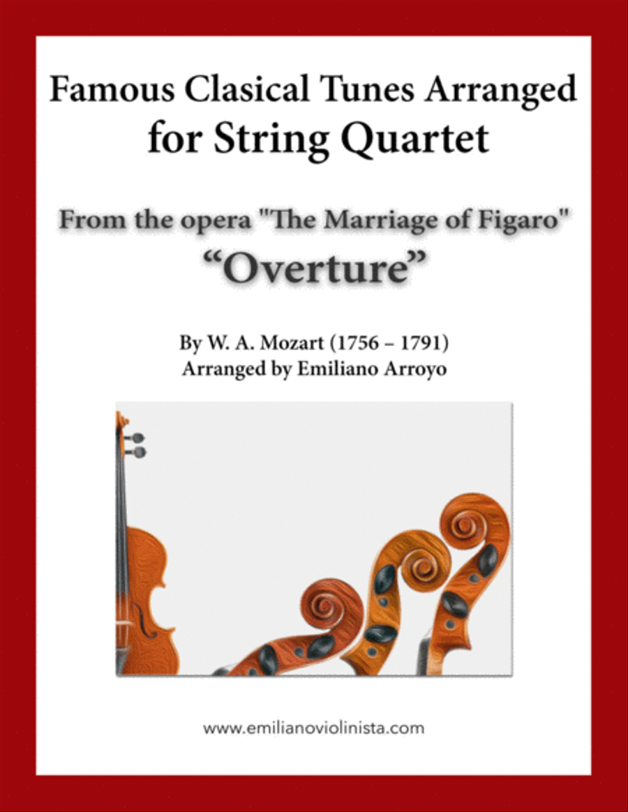 Overture from the Opera The Marriage of Figaro by W. A. Mozart for string quartet String Quartet scores gallery preview page 1