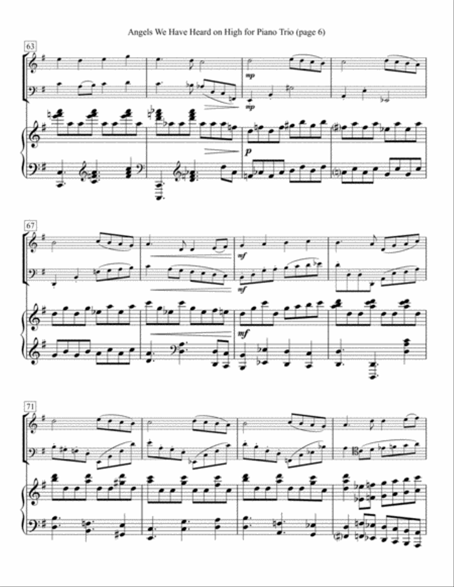 Angels We Have Heard on High for Piano Trio Piano Trio scores gallery preview page 6
