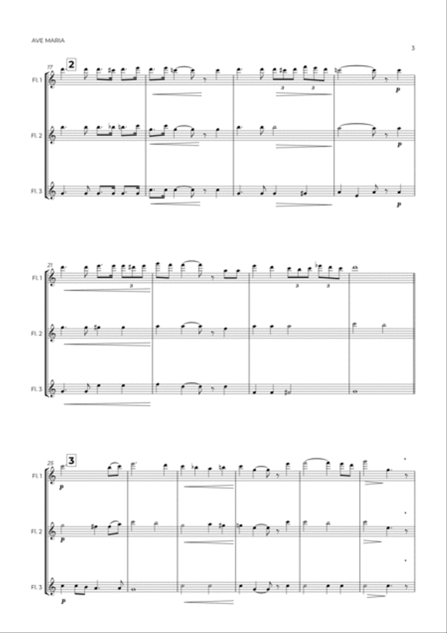 AVE MARIA - SCHUBERT - FLUTE TRIO AVE MARIA - SCHUBERT - FLUTE TRIO Flute Trio scores gallery preview page 3