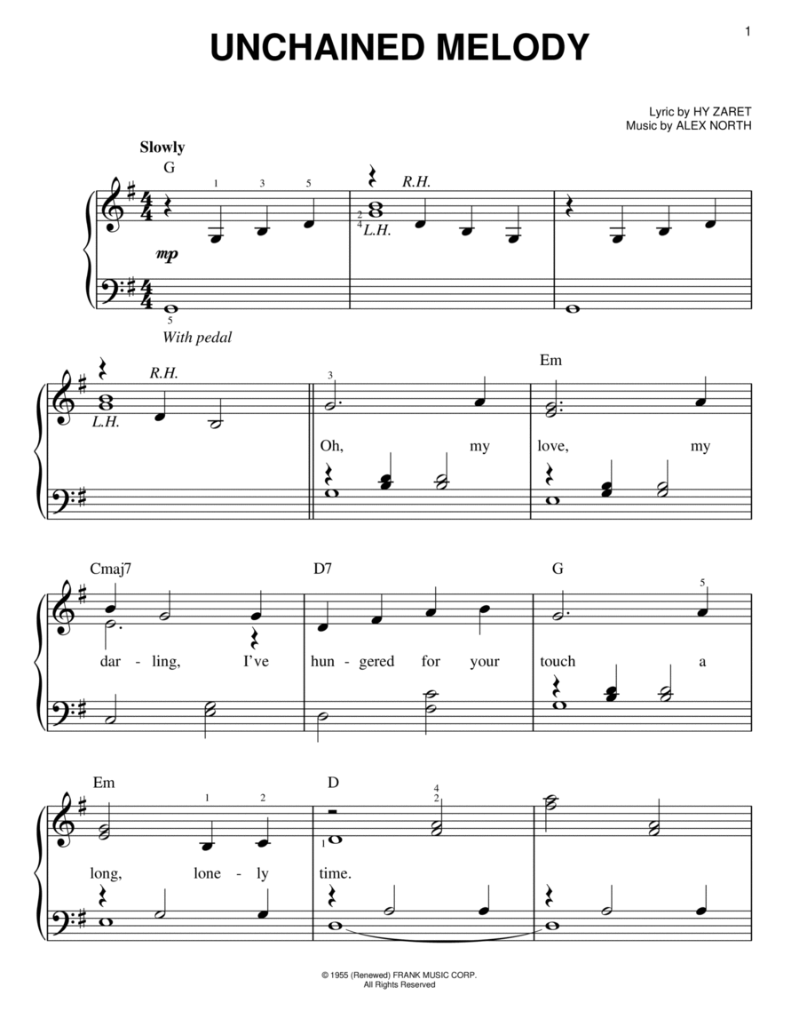 Unchained Melody Unchained Melody Easy Piano scores gallery preview page 1