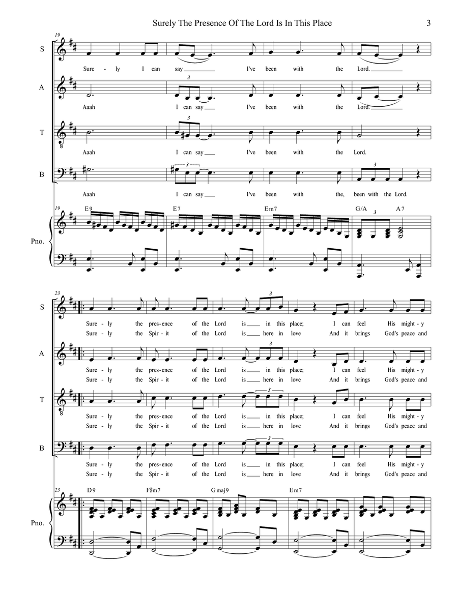 Surely The Presence Of The Lord Is In This Place 4-Part scores gallery preview page 3