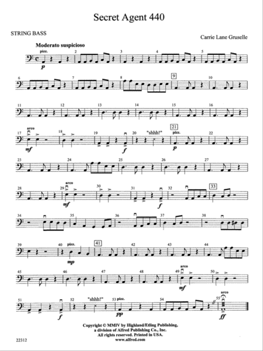 Secret Agent 440: String Bass String Orchestra scores gallery preview page 1