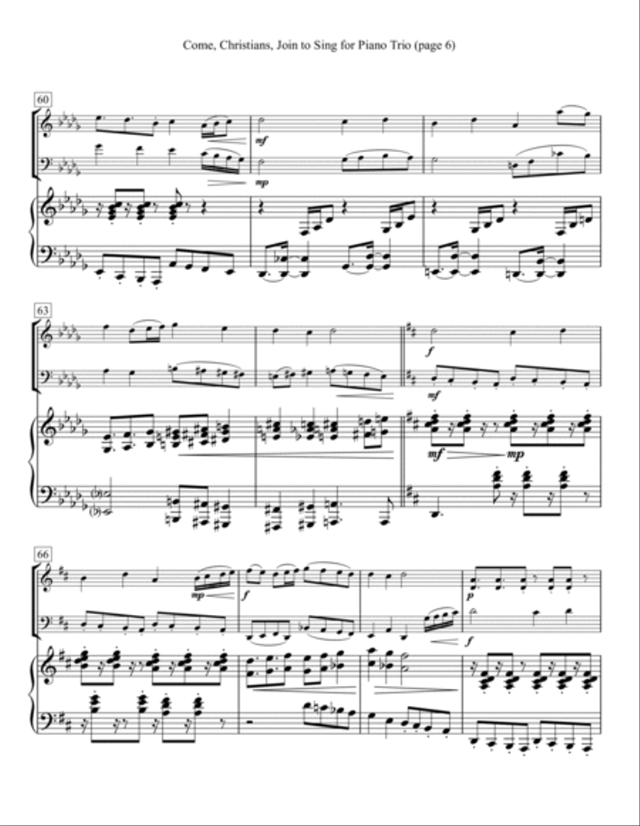 Come, Christians, Join to Sing for Piano Trio Piano Trio scores gallery preview page 6
