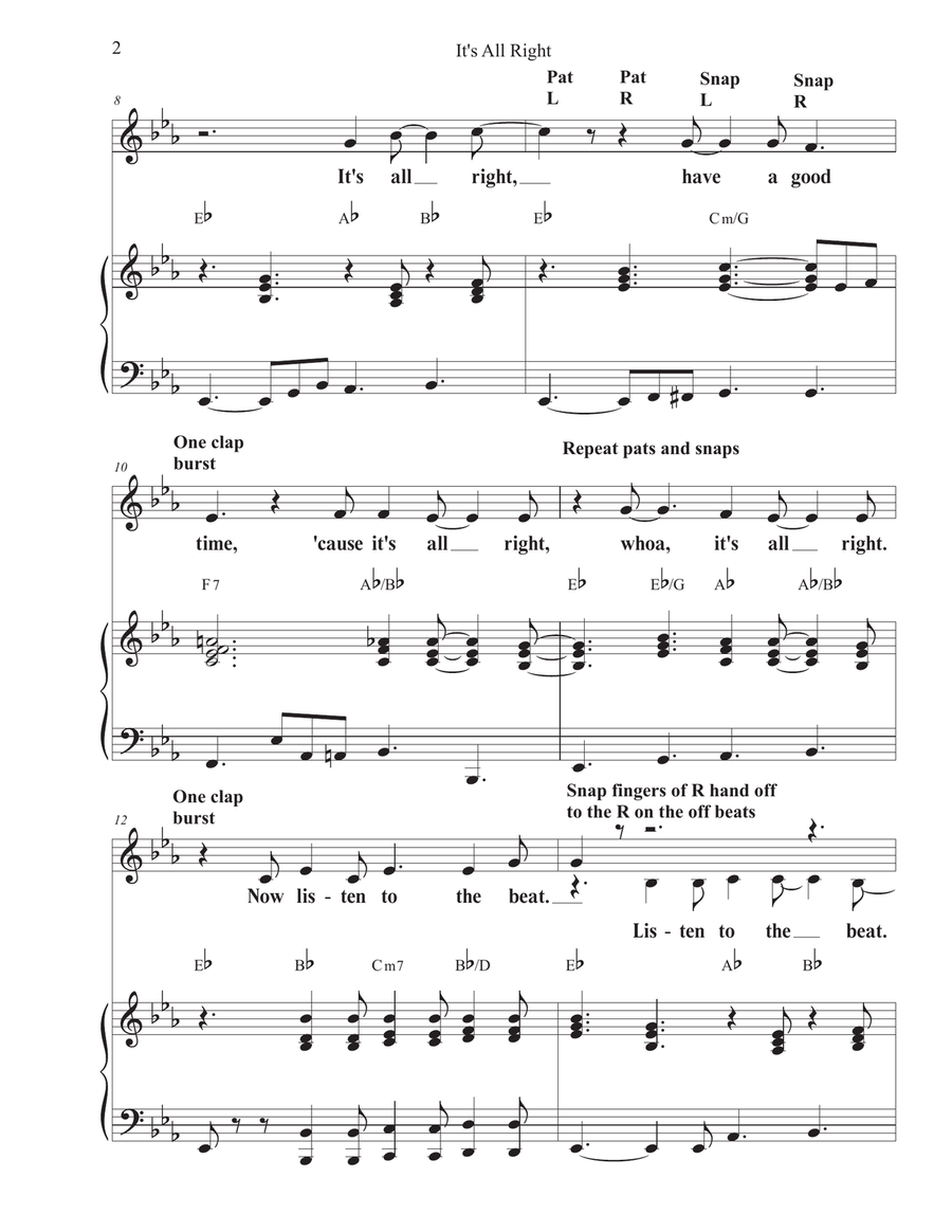 It's All Right Unison Choir scores gallery preview page 2
