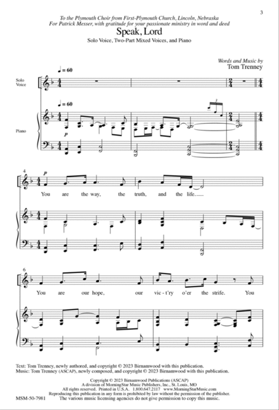 Speak, Lord 2-Part scores gallery preview page 3