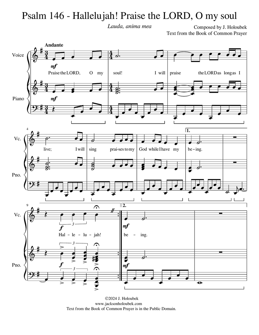 Psalm 146 BCP - for cantor with congregational refrain Piano, Vocal scores gallery preview page 1
