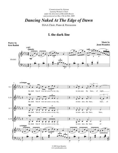 Dancing Naked at the Edge of Dawn for SSAA choir, percussion, and piano image number null