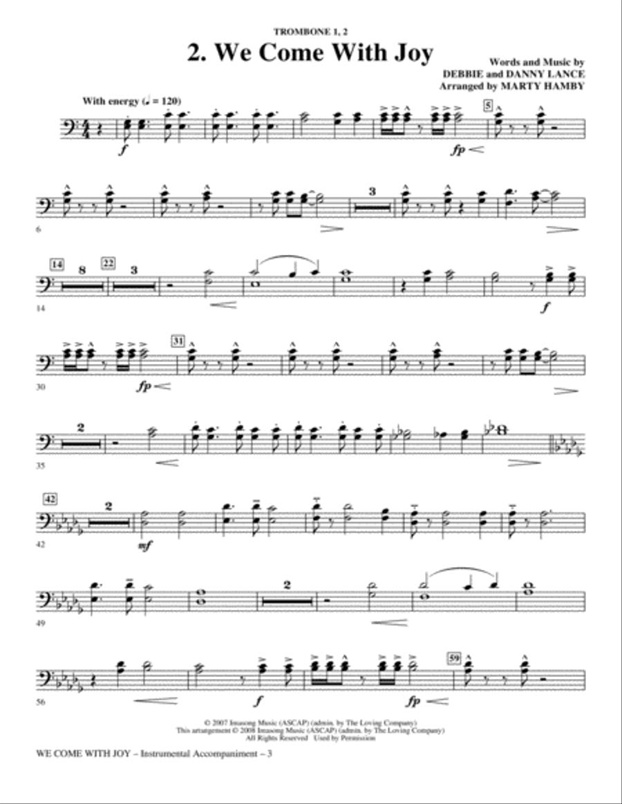 We Come With Joy Orchestration - Trombone 1 & 2 Choir scores gallery preview page 3