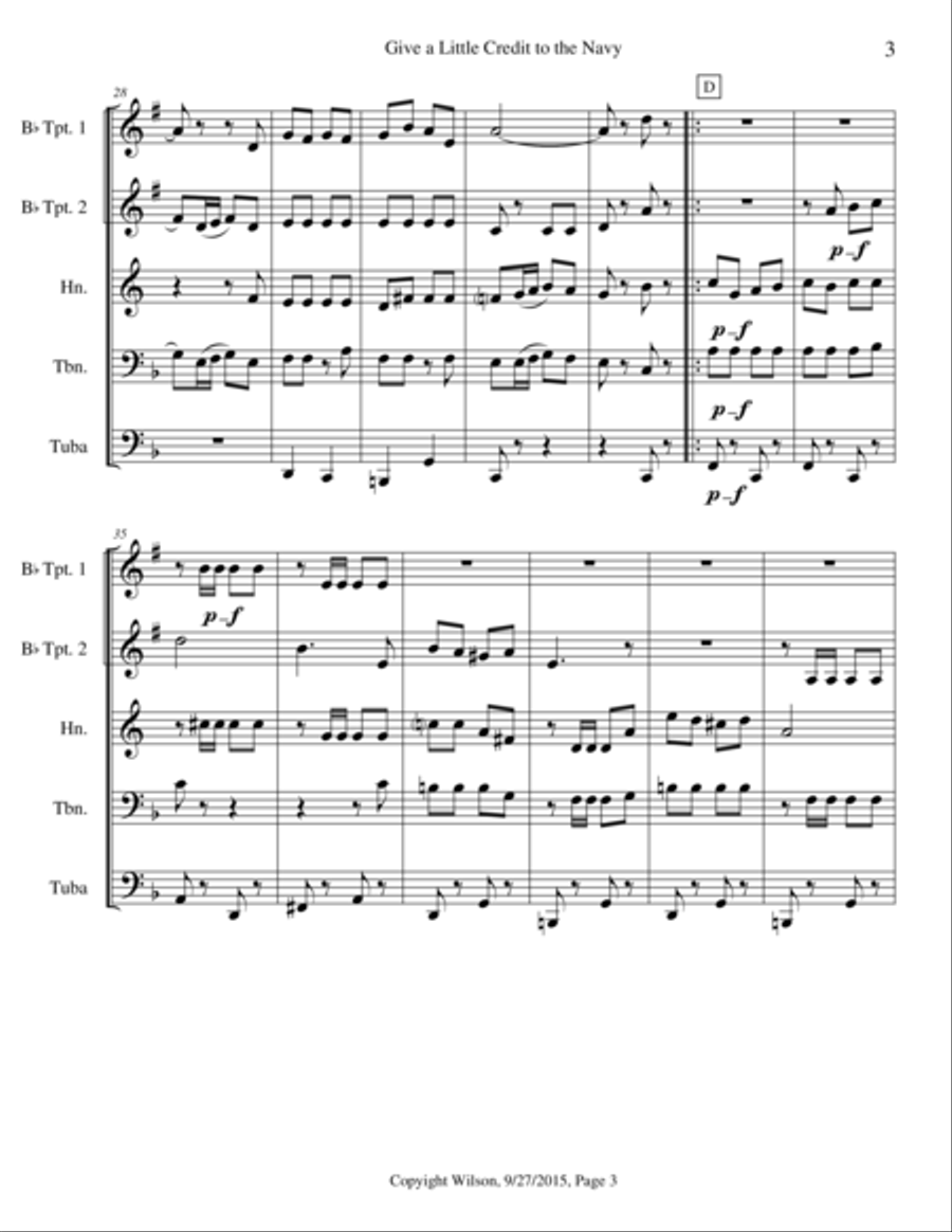 Give a Little Credit to the Navy Brass Quintet scores gallery preview page 4