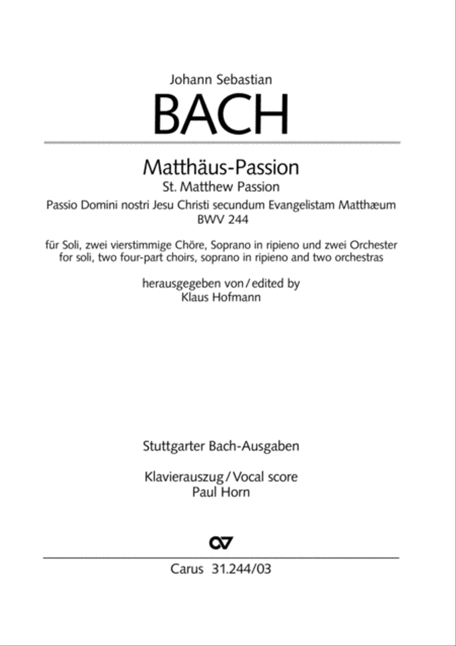St. Matthew Passion (Matthaus-Passion) 4-Part scores gallery preview page 2
