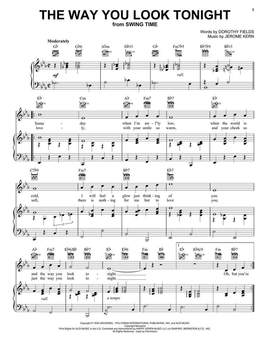 The Way You Look Tonight Guitar scores gallery preview page 1
