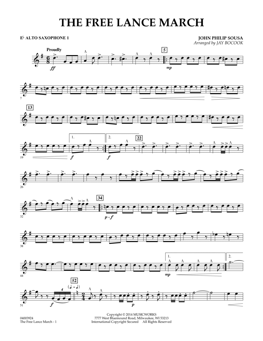 The Free Lance March - Eb Alto Saxophone 1