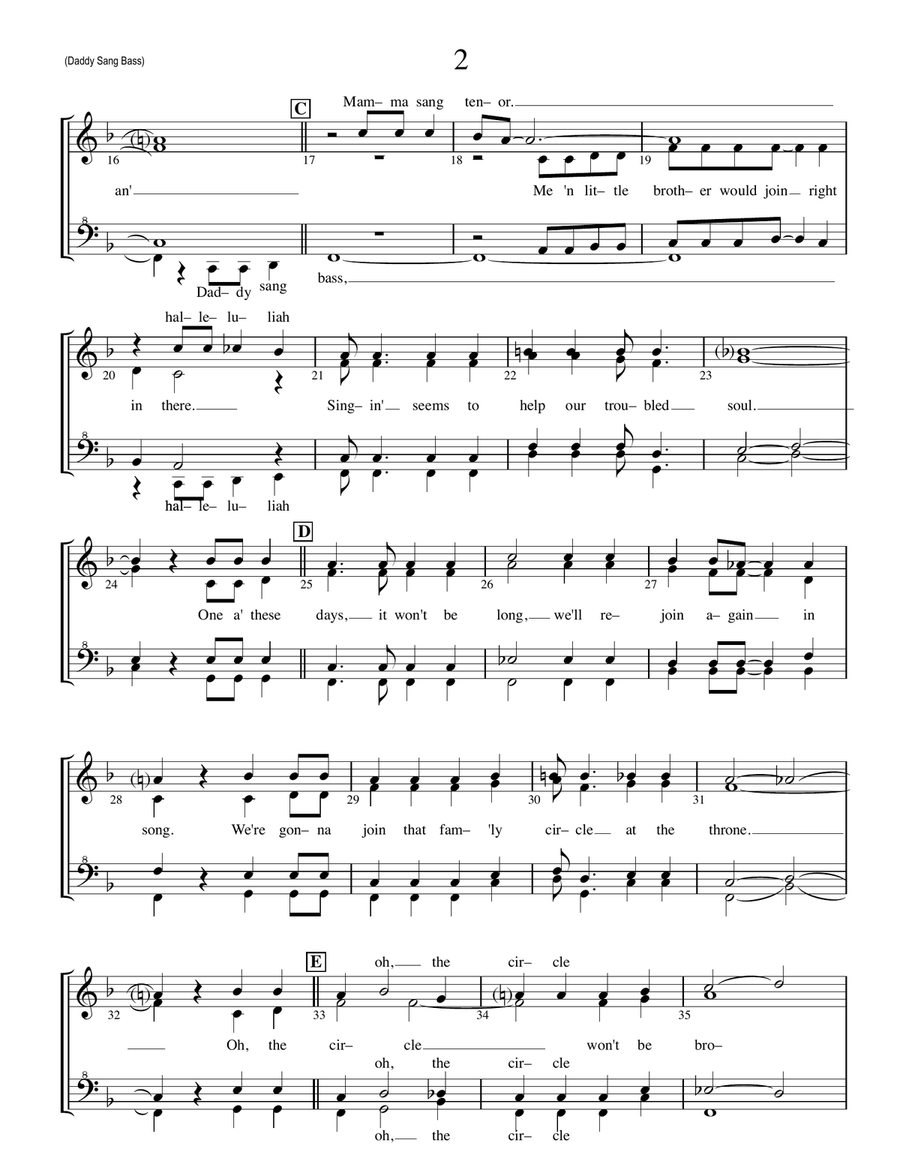 Daddy Sang Bass SSAA scores gallery preview page 2