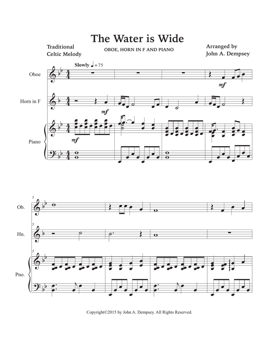 The Water is Wide (Trio for Oboe, Horn in F and Piano) Small Ensemble scores gallery preview page 5