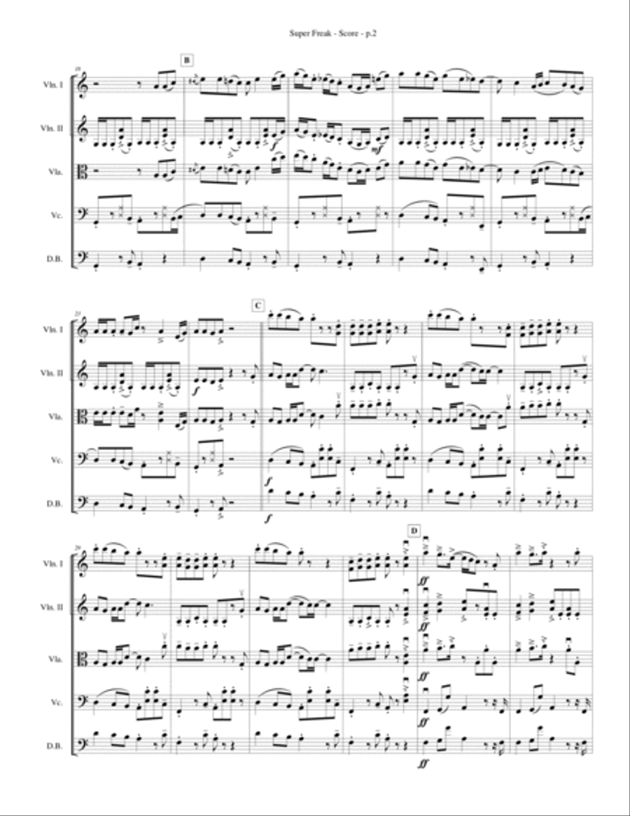 Super Freak String Quartet scores gallery preview page 4