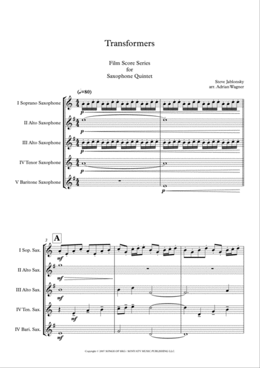 For The Cause Saxophone Quintet scores gallery preview page 3