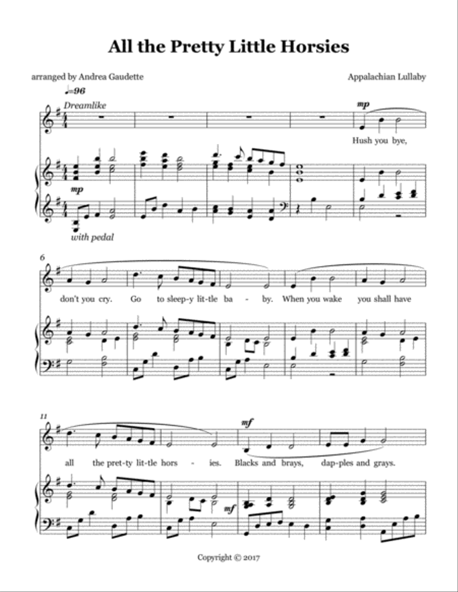 All the Pretty Little Horsies Unison Choir scores gallery preview page 2