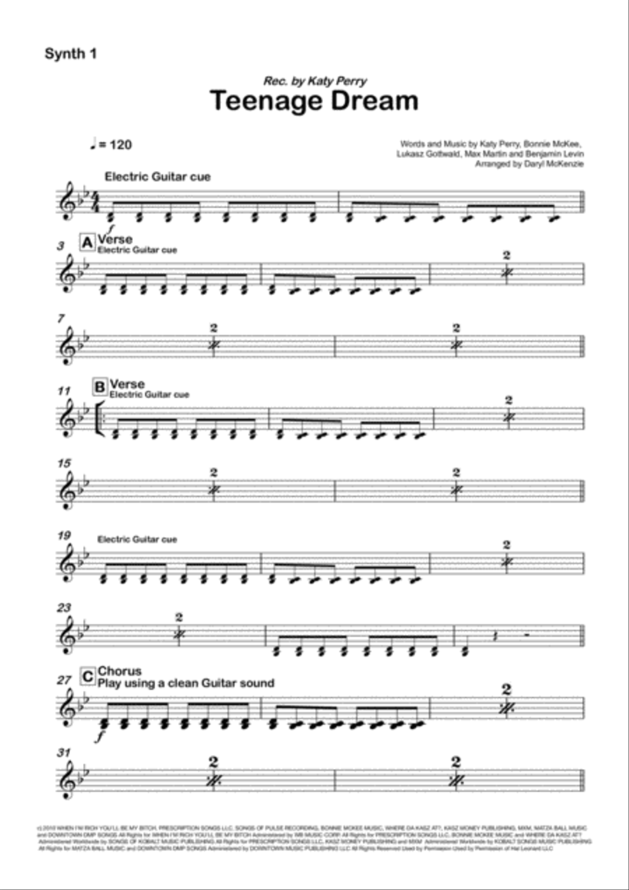 Teenage Dream Bass Voice scores gallery preview page 5