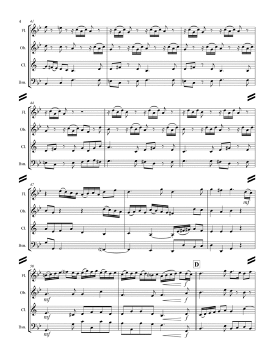 Marcello - Sonata in F Major (for Woodwind Quartet) Woodwind Quartet scores gallery preview page 5