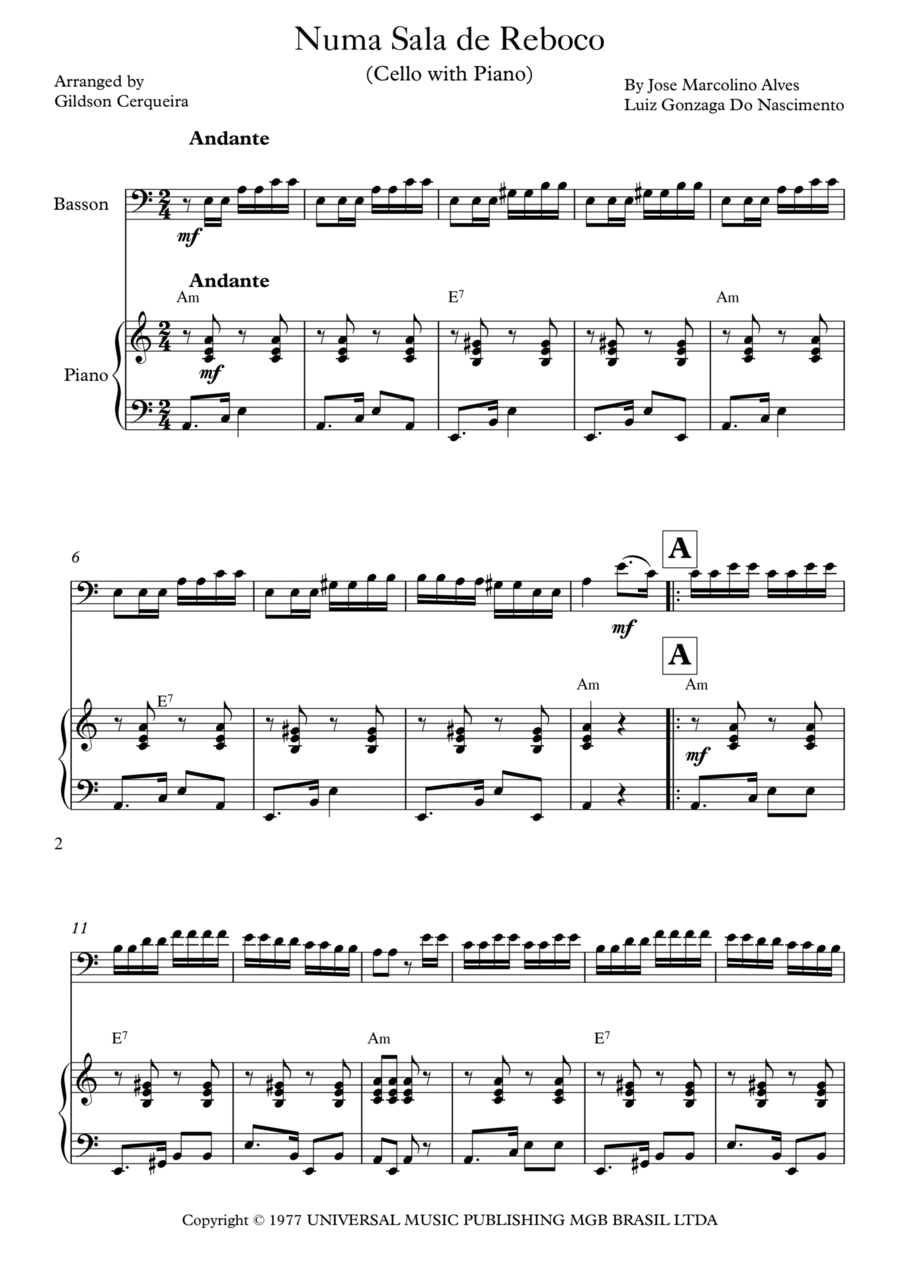 Numa Sala De Reboco Bassoon scores gallery preview page 1