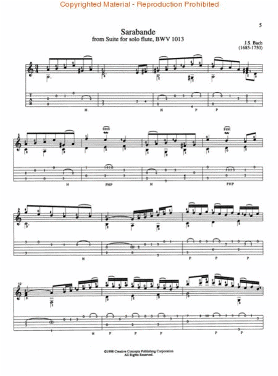 Classical Guitar of Bach Acoustic Guitar scores gallery preview page 2