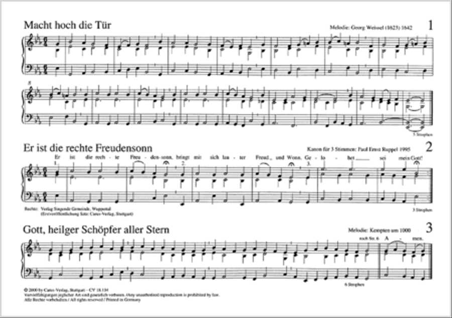 Leichte dreistimmige Begleitsatze fur Tasteninstrumente zu allen Liedern des EG-Stammteils 3-Part scores gallery preview page 2
