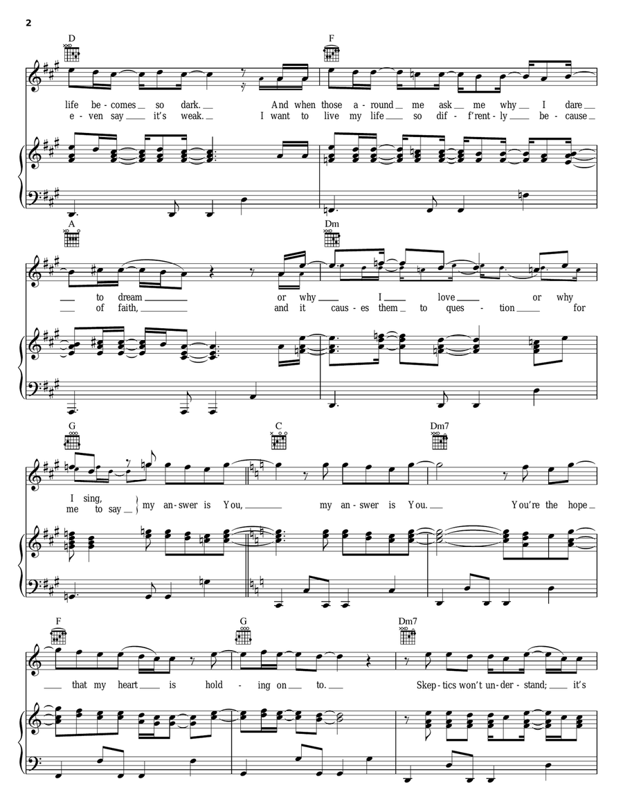 My Answer Is You My Answer Is You Piano, Vocal, Guitar scores gallery preview page 2