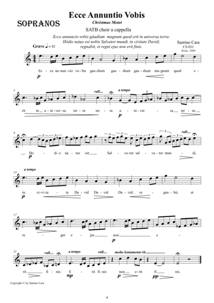 Ecce Annuncio Vobis - Christmas Motet for Choir SATB a cappella image number null
