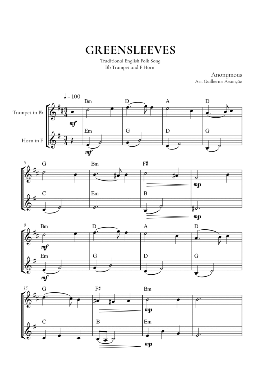 Greensleeves Brass Duet scores gallery preview page 1