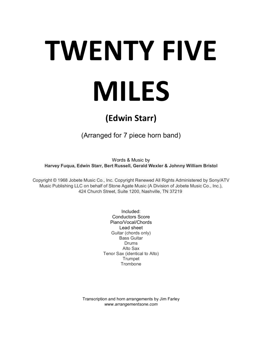 Twenty-five Miles Small Ensemble scores gallery preview page 1
